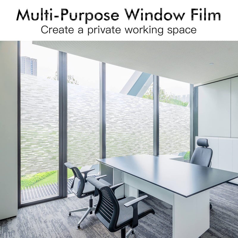 Haton Window Privacy Film, Frosted Glass Static Cling Sun Heat Blocking Window Clings, Frosting Opaque Coverings, Vinyl Removable Stickers Tint for Home Door Office, Non Adhesive 17.5" x 78.7" - Image 5